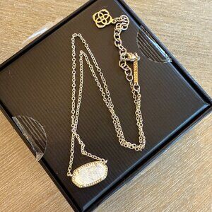 Kendra Scott Elisa Gold Pendant Necklace in Iridescent Drusy